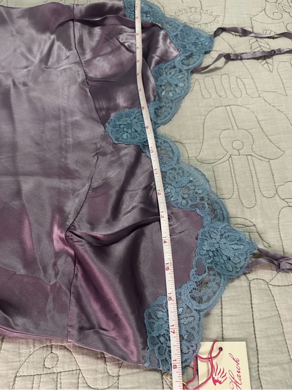 Gold Hawk GH304 Silk Slip Dress Lavender Mist Lace Trim NWT Large - Picture 3 of 5